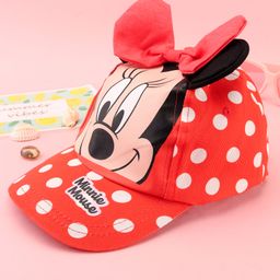 Babyhug Disney Cotton Woven Summer Cap with Minnie Mouse Family Graphics & 3 D Ear Applique Red - Diameter - 16 cm-picture-36