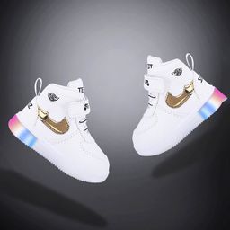 PASSION PETALS Fashion Text Designed LED Shoes - White & Gold-image-20