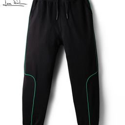 Arias 100% Cotton Full Length Jogger With Text Print - Black-image-82
