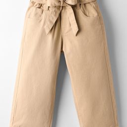 Olio Kids Cotton Woven Full Length Solid Coloured Trouser With Belt - Khaki-picture-27