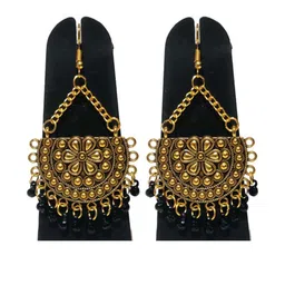 Weariton Women Gold Toned Oxidised Chandbali Drop Earrings-51