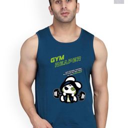 SLOWLORIS Pack Of 2 Graphic Printed Round Neck Sleeveless Cotton Gym Vests-picture-37