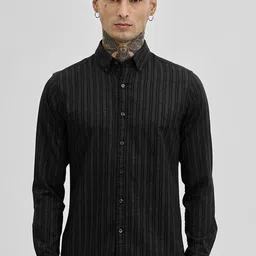 Snitch Men Smart Button-Down Collar Vertical Striped Cotton Formal Shirt-image-29
