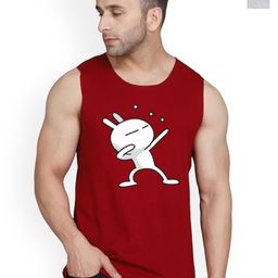 SLOWLORIS Pack Of 2 Printed Round Neck Sleeveless Bio-Wash Cotton Gym Vests-picture-36