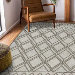 saraswatii global Vista Grey & Green Geometric Printed Tufted Woollen Carpet-18