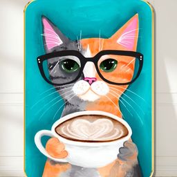 Myntra Elegant Homes Blue & White Cat Printed Wooden Wall Art-image-90