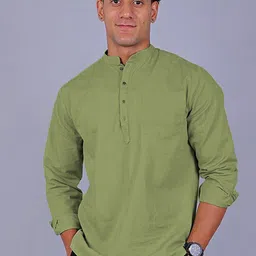 BLUEBIRD Mandarin Collar Pure Cotton Kurta-picture-16
