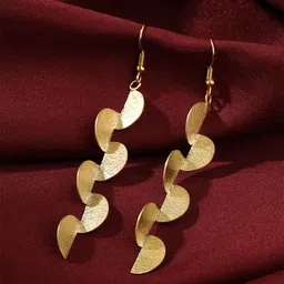Yellow Chimes Gold-Plated Contemporary Shaped Drop Earrings-54