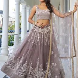 DIVASTRI Embellished Thread Work Semi-Stitched Lehenga & Unstitched Blouse With Dupatta-10