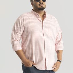 Snitch Men Plus Size Classic Button-Down Collar Micro Checked Cotton Casual Shirt-image-93