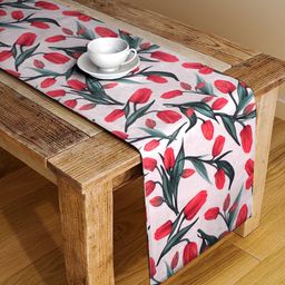 Alina decor Green & Red Digitally Printed Table Runner image 1