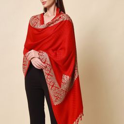 Pashmoda Women Red Embroidered Shawl-16