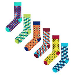 Dynamocks Unisex Pack Of 6 Multicoloured Patterned Calf-Length Socks image 2