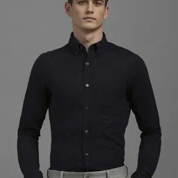 Louis Philippe Men Slim Fit Button-Down Collar Solid Formal Shirt-picture-26