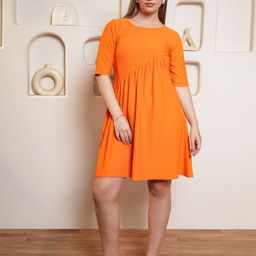 PURVAJA Pleated Fit & Flare Dress-image-90
