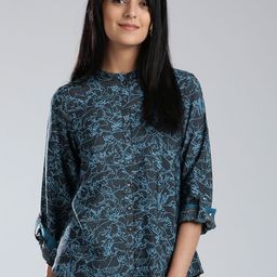 W Women Black & Blue Printed Shirt Style Top-image-53