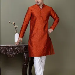 PulseIQ Men Jacquard Straight Kurtas-image-59