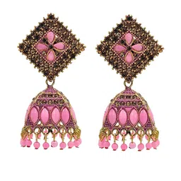 Uniqon Traditional Square Jhumkas Earrings-image-9