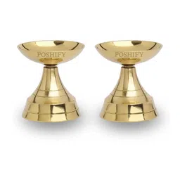 POSHIFY Niranjan Brass Diya (pack of 2)- Diya for Puja, Home Decor, and Festival Celebrations-image-38