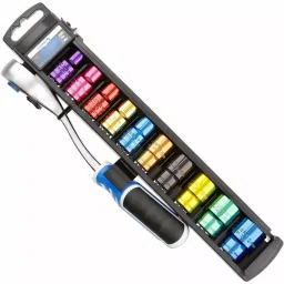 Hogert Technik 12.7 mm (1/2 Inch) Color Coded Socket with Ratchet Handle (Set of 11 Pcs), HT1R382-12