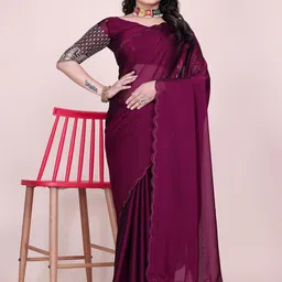K 5 Fashion Embroidered Pure Chiffon Maheshwari Saree-image-72