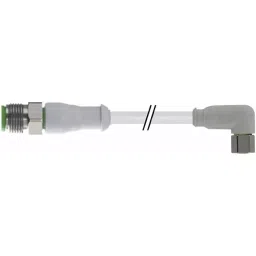 RS PRO Actuator Cable Right Angle Female 3 way M8 to Straight Male 3 way M8 Sensor 2 m, 1547773-10