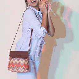 ZOUK Geometric Printed Structured Sling Bag image 1