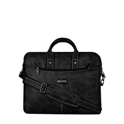 LOREM Unisex Black Textured Laptop Bag-55
