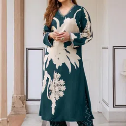 Indo Era Women Floral Printed Regular Sequinned Kurta with Salwar-6