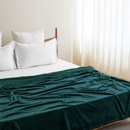 HOMEMONDE Green Fleece AC Room 300 GSM Double Bed Blanket-image-37