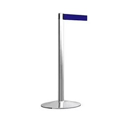 DOSSVICK Stainless Steel Stanchion Queue Manager Pack of 1 Rope 4 Metre Blue/Silver-31