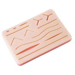 DESCO 3 Layer Silicone Suture Practice Pad 17x12 cm with 14 Incisions and Wounds, DESCO_1-3