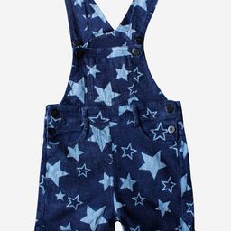 Kiddopanti Sleeveless Stars All Over Print Dungaree - Denim Blue-image-44