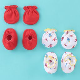 Ben Benny Cotton Rocket PrintMittens and Booties SetPack of 2 - Red & White-12