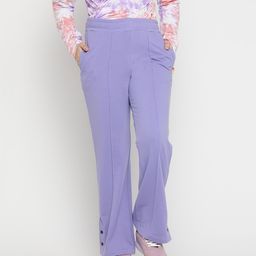 Lil Tomatoes  Cotton  Looper Solid Flared Track Pant - Lavender-image-8