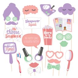 Zyozi Pajama Slumber Party Photo Booth Props | Girls Sleepover Birthday Party Photo Booth Props Multicolor - Pack of 21-picture-26