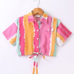 CrayonFlakes Half Sleeves Tie Dye Crop Top - Pink-picture-47