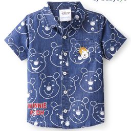 Babyoye Disney Cotton Woven Half Sleeves Shirt with Winnie The Pooh Print - Navy Blue-image-54