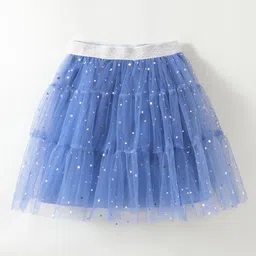 Kookie Kids Knee Length Tiered Stars & Moon Foil Printed Skirt - Blue-picture-46
