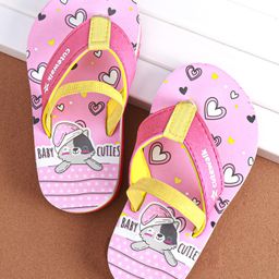 Cute Walk by Babyhug Slip on Flip Flops with Animal & Hearts Print - Pink-image-60