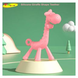 Joy Buzz BPA Free Giraffe Shape Silicone Teether - Pack of 1- color may vary-2