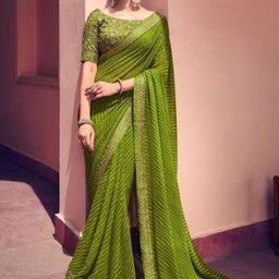 Sanwariya Silk Striped Sequinned Pure Georgette Bagh Saree-image-19