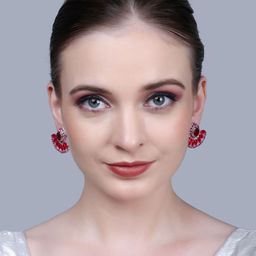 PUJVI Artificial Stones Studded Contemporary Drop Earrings-image-6