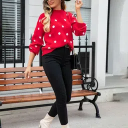 StyleCast Women Polka Dots Printed Oversized Pullover-picture-10