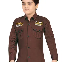 BAESD Boys Classic Regular Fit Spread Collar Solid Cotton Casual Shirt-image-61