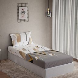 DDecor Vega Grey & White Geometric Cotton 144 TC Single Bedsheet Set-1.52 m X 2.24 m-picture-22