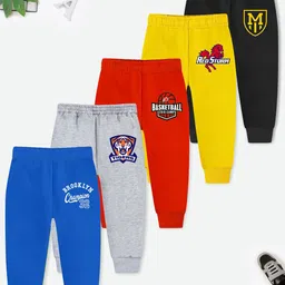 YK X Trampoline Kids Pack Of 5 Printed Joggers-image-25