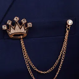 To The Nines Gold-Plated Artificial Stone Studded Crown Brooch-27