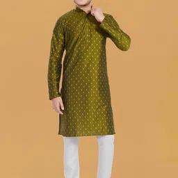DIVISIVE Men Geometric Printed Thread Work Kurta-picture-10