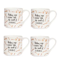 CLAY CRAFT Set Of 4 White Printed Bone China Cup Set 250 ml image 2